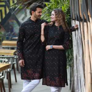Couple Matching Printed Panjabi & Kameez-19998C