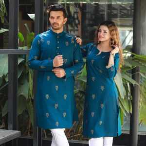 Couple Matching Printed Panjabi & Kameez-20005C