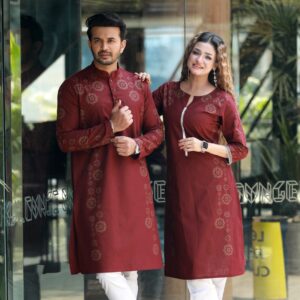 Couple Matching Printed Panjabi & Kameez-20018C