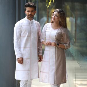 Couple Matching Printed Panjabi & Kameez-20046C