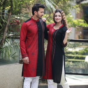 Couple Matching Printed Panjabi & Kameez-20052C