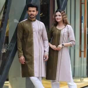 Couple Matching Printed Panjabi & Kameez-20057C