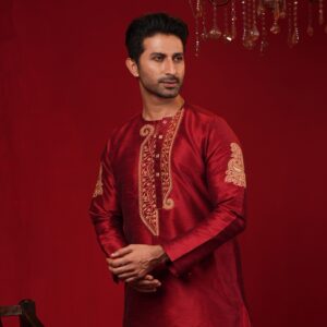 (Only Panjabi) Premium Sofura Silk Embroidery Panjabi-20077P
