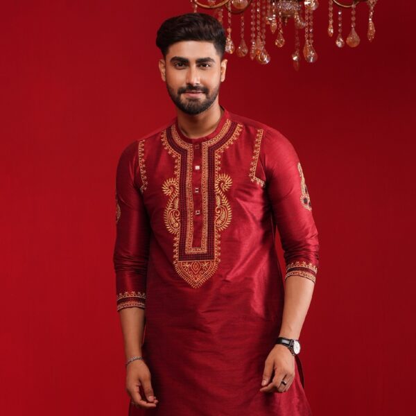 (Only Panjabi) Premium Sofura Silk Embroidery Panjabi-20079P