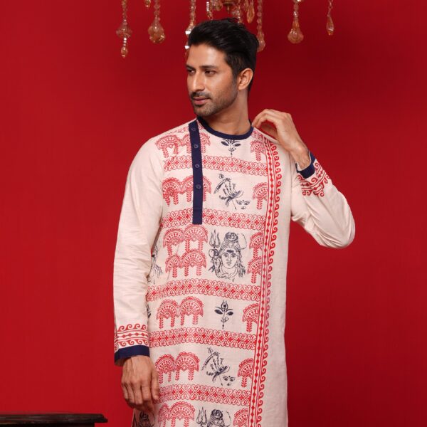 (Only Panjabi) Mens Premium Cotton Printed Panjabi-20125P
