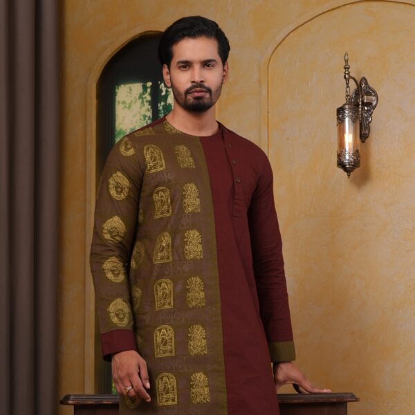 (Only Panjabi) Mens Premium Cotton Printed Panjabi-20149P