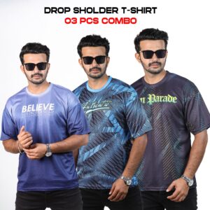 Sublimation Printed Drop Shoulder T-Shirt For Men (Combo Pack)-26178T