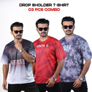 Sublimation Printed Drop Shoulder T-Shirt For Men (Combo Pack)-26179T