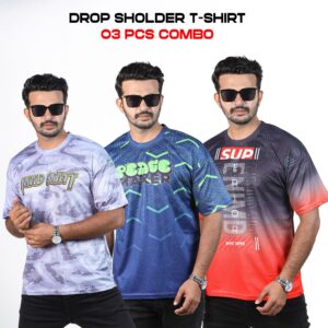 Sublimation Printed Drop Shoulder T-Shirt For Men (Combo Pack)-26180T