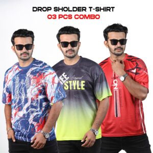 Sublimation Printed Drop Shoulder T-Shirt For Men (Combo Pack)-26182T
