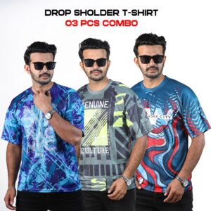Sublimation Printed Drop Shoulder T-Shirt For Men (Combo Pack)-26183T