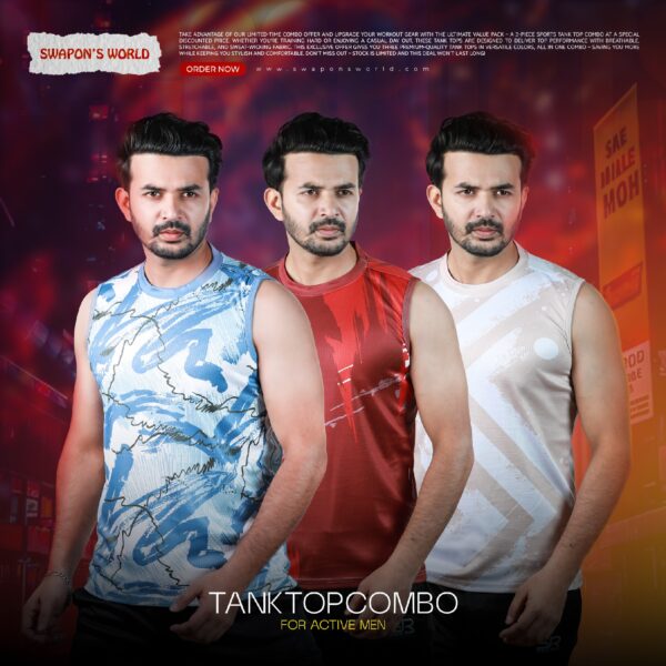03 Pcs Premium Sublimation Printed Tank Top For Men-26200T