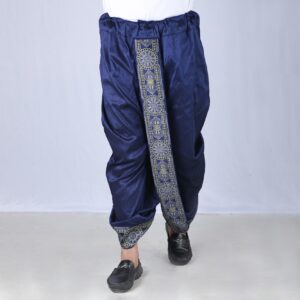 Mens Navy Color Sofura Silk Dhoti-2743D