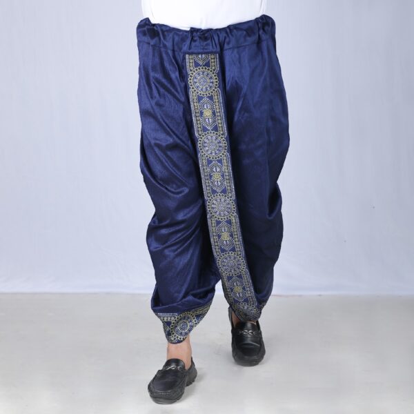 Mens Navy Color Sofura Silk Dhoti-2743D