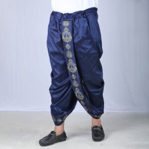 Mens Navy Color Sofura Silk Dhoti-2748D
