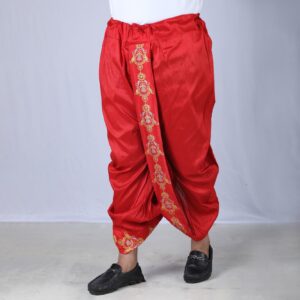 Mens Red Color Sofura Silk Dhoti-2749D