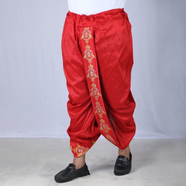 Mens Red Color Sofura Silk Dhoti-2749D