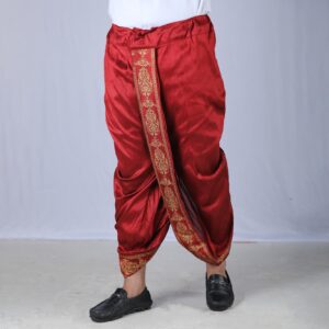 Mens Maroon Color Sofura Silk Dhoti-2751D