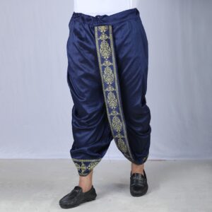 Mens Navy Color Sofura Silk Dhoti-2752D