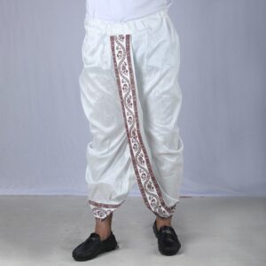Mens White Color Sofura Silk Dhoti-2753D