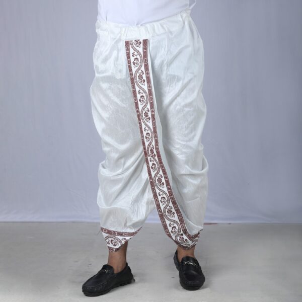 Mens White Color Sofura Silk Dhoti-2753D