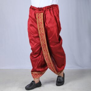 Mens Maroon Color Sofura Silk Dhoti-2754D