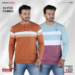 02 Pcs Combo Premium Cotton Full Sleeve T-Shirt 26356T