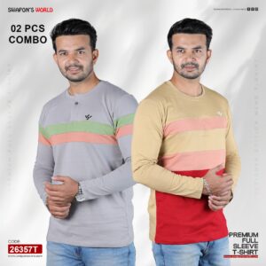 02 Pcs Combo Premium Cotton Full Sleeve T-Shirt 26357T